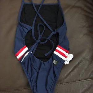 Jolyn Navy Bodhi Tie Back Onesie